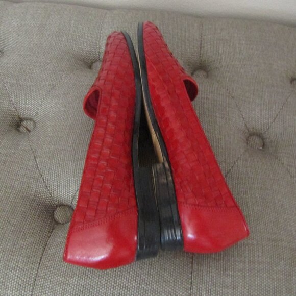 Trotters Liz Red Leather Weave Flats 8N - Picture 5 of 8